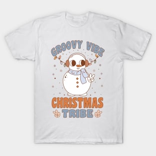 Groovy Vibe Christmas Tribe - Christmas Family T-Shirt